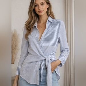 Fun Reitmans Blue and White Striped Woman's Shirt. Size M. Great Condition.